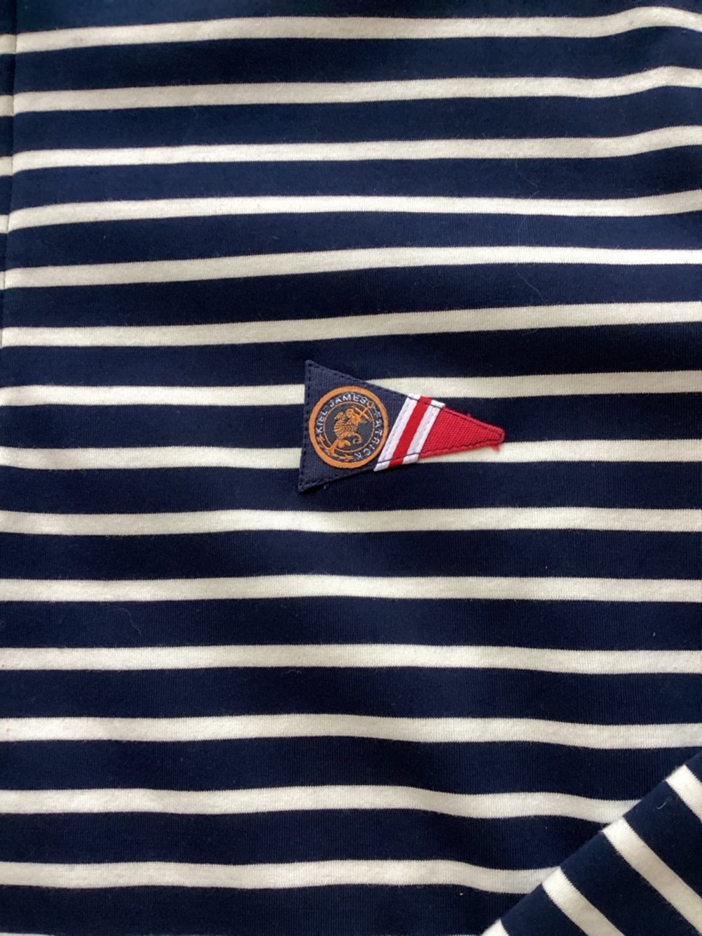 KJP Newport Regatta 1/4 Zip Pullover M Blue White Stripe Flag Brand Logo - Picture 5 of 8
